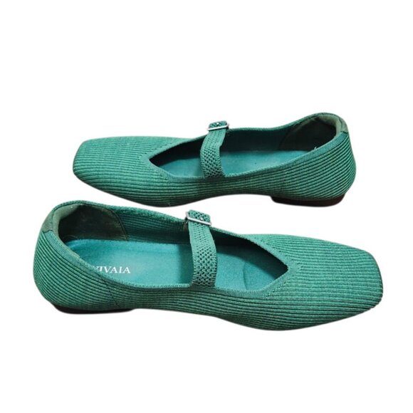 VIVAIA square toed Mary Jane Margot adjustable instep strap for comfy fit Green - Picture 4 of 10